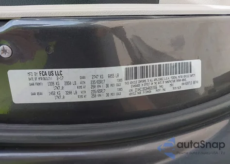 2017 Chrysler Pacifica Touring-L из США, поврежденный, VIN 2C4RC1BG3HR691556